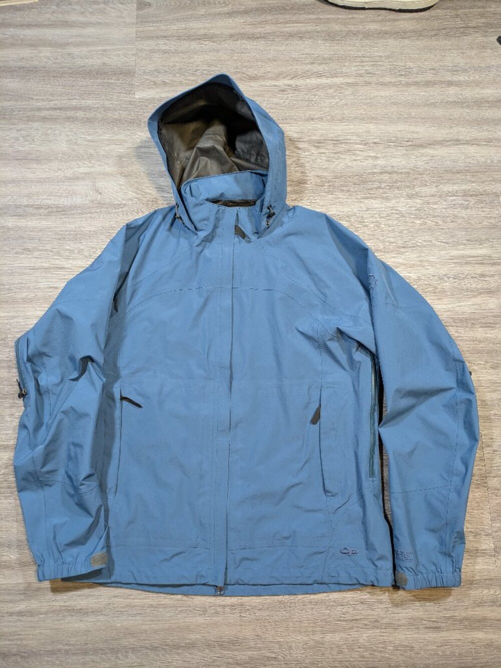 Outdoor Research Women's Large Goretex Paclite Full Zip Jacket Blue Hiking